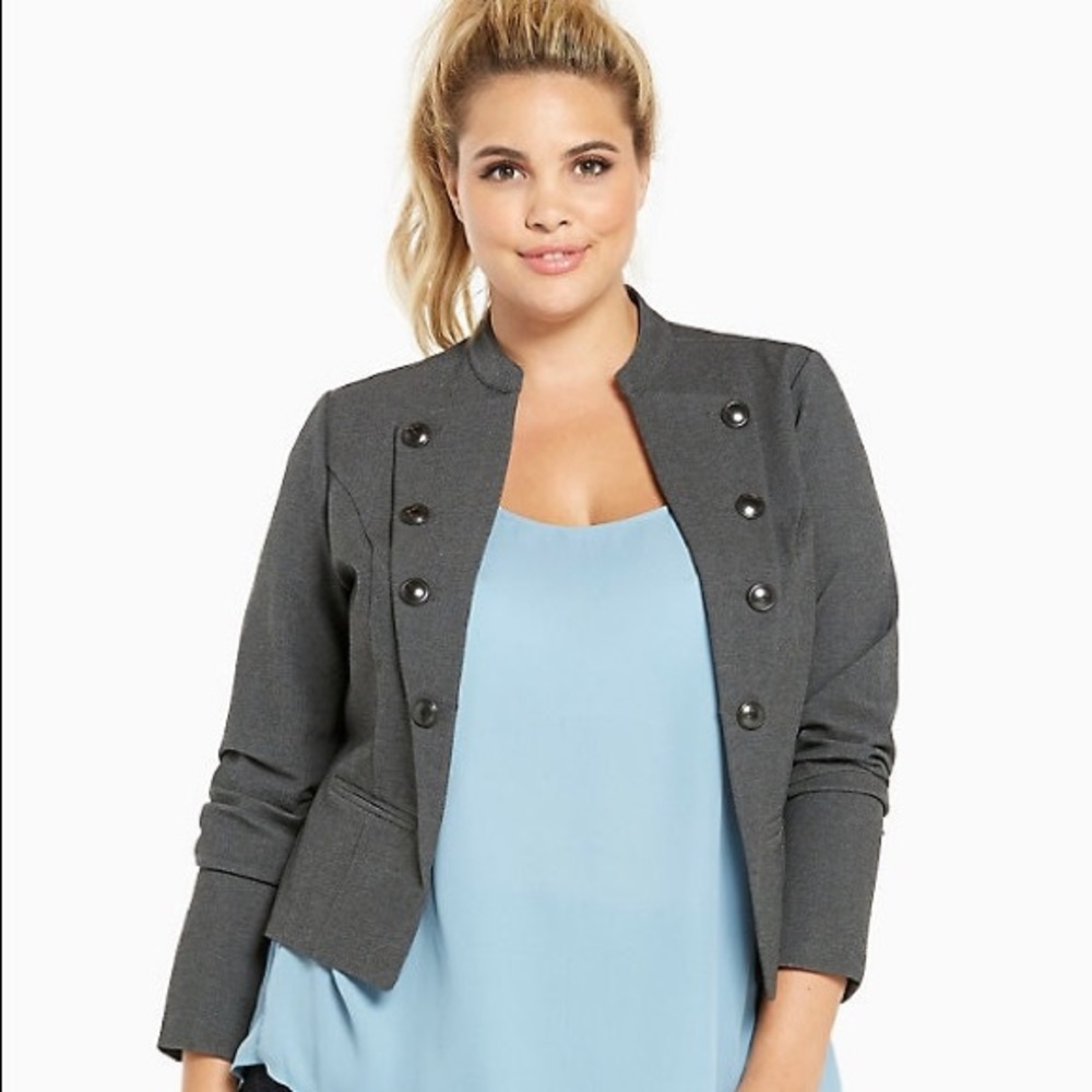 Ponte Military Jacket, Grey, Size 3